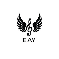 Creative Music Logo with Treble Clef and Wings –EAY Musical Brand Identity Design. EAY Letter Logo.
