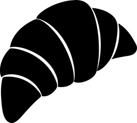 Black silhouette of a croissant pastry on white background