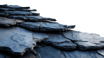 Weathered slate shingle, broken edge, natural grey-blue, isolated on Transparent background