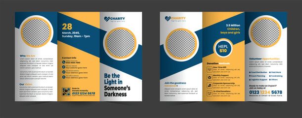 Charity Bifold Brochure Design for NGO 2-fold brochure template
