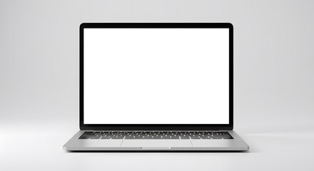 Fototapeta premium Open laptop with blank screen isolated on white