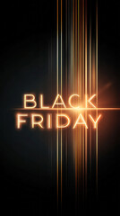 Black Friday promotional design with glowing text and dynamic light streaks, perfect for advertising seasonal sales and special offers
