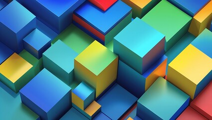 Naklejka premium Abstract Geometric Background of Interlocking Colorful Cubes