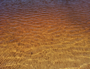 Golden ripples in clear shallow water