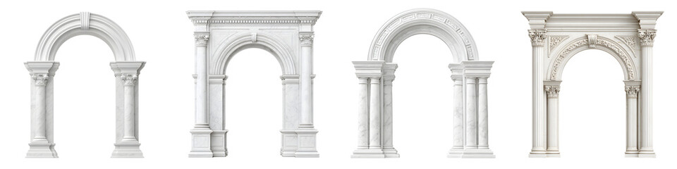 Set of Marble Archways Columns Classic Style