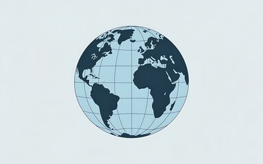 "Flat Vector Globe Illustration – Blue World Map Icon Showing Continents for Education, Travel, and Global Design"