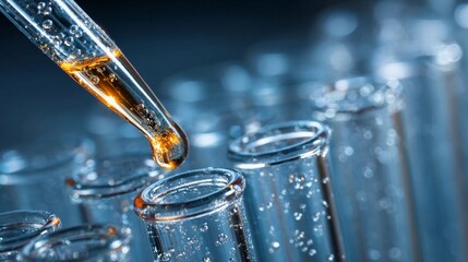 Dropping liquid into test tubes during a laboratory experiment