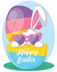 Easter rabbit with Easter egg. Vector illustration isolated.