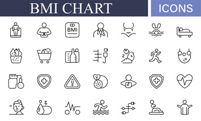 Graphic design for BMI chart with wellness and fitness imagery