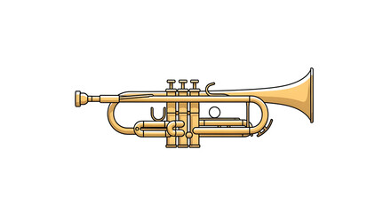Golden Trumpet Illustration of Musical Instrument for Orchestral Performance