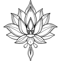 Thai Lotus Line Art Motif – Vector Asset for Fabric