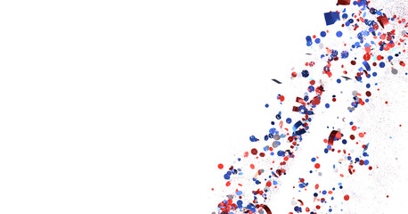 Confetti - American national colors. USA Presidents Day, American Labor day, Memorial Day, US election concept.