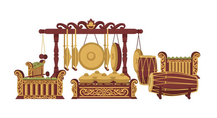 Traditional Gamelan Ensemble Illustration for Cultural Heritage
