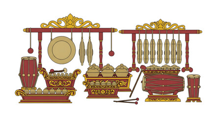 Gamelan Ensemble Illustration: Traditional Indonesian Musical Instruments