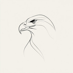 A simple eagle head in black and white drawing style isolated on white