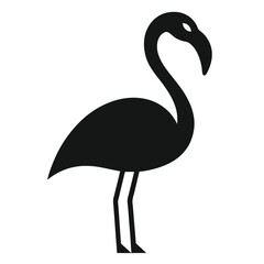 Fototapeta premium Black silhouette of a flamingo standing on white background bird 1