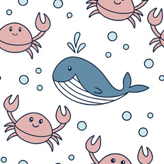  Kawaii Sea Creatures Seamless Pattern for Children’s Products