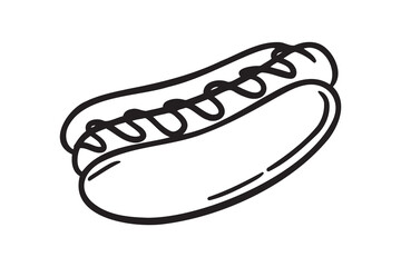 hot dog icon doodle hand drawn. Outline drawing hot dog line clipart symbol