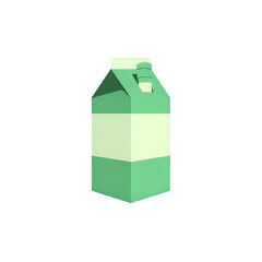 Green and cream striped milk carton with a peaked top