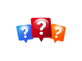Colorful Question Mark Icons Speech Bubble Symbols for Inquiry and Support
