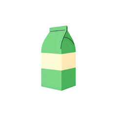 Green and cream striped milk carton with a peaked top