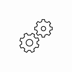 interacting gear system icon sign vector
