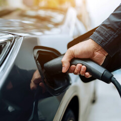 Hand Plugging EV Charger – Detail of Clean Technology and Green Transport