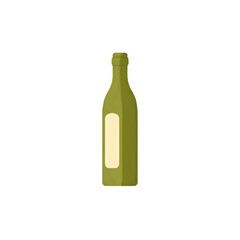 Green glass bottle on white background