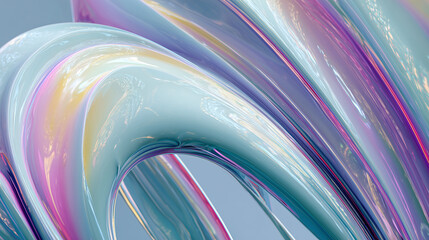 Pastel fluid art with vibrant curves, ambient light reflections, calm futuristic feeling