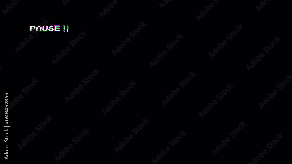 Poster paused analog vhs videotape retro display 4k video background loop with grainy texture and flickerin