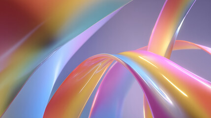 Calm abstract composition, rainbow light ribbons, immersive atmospheric background