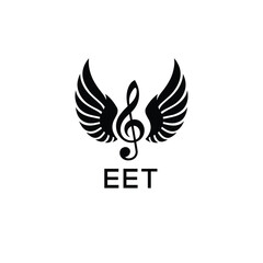 Fototapeta premium Creative Music Logo with Treble Clef and Wings –EET Musical Brand Identity Design. EET Letter Logo. 