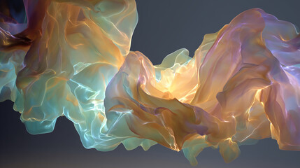 Fluid motion of glowing silk, modern aesthetic, luminous color blend, fantasy light