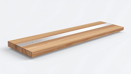 Light Brown Wooden Shelf With Metal Strip