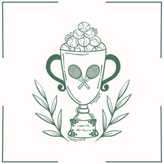 Tennis vector line art, competition award, with tennis balls