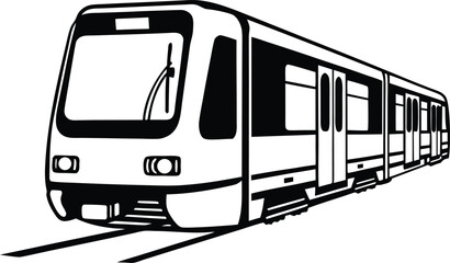 Fototapeta premium Metro Subway Train Silhouette Clip art, Urban Transport Vector Illustration.