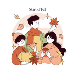 Autumn Celebration with Falling Leaves Vector Illustration