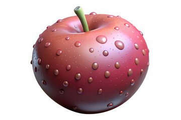 Fototapeta premium Close up of a red apple covered in water droplets against a black background