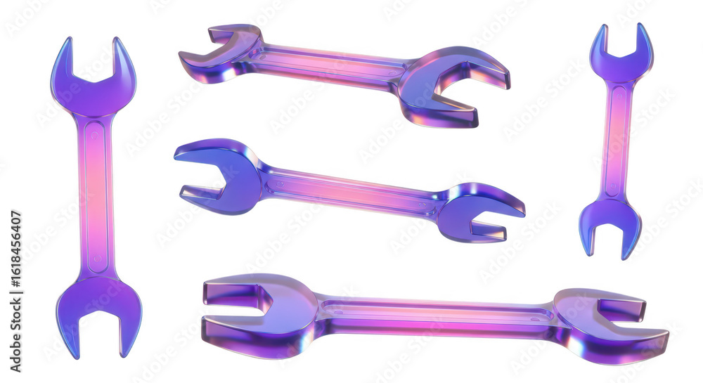 Aufkleber several translucent wrenches are arranged on a white backdrop showcasing tools their shape potential