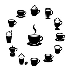 Coffee silhouette vector set design on white background