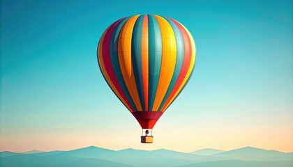 Colorful Hot Air Balloon Over Mountains