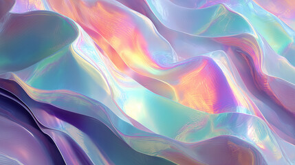 Silky wave patterns with geometric structure, dreamy iridescent palette