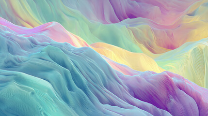 Pastel-colored abstract ocean, fluid lines, digital lightscape
