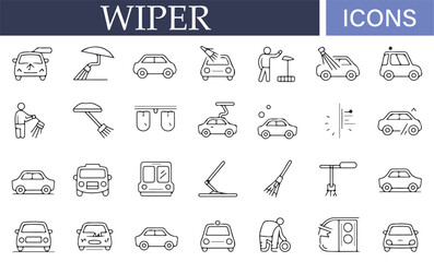 Auto maintenance and wiper blade icons for vehicle care