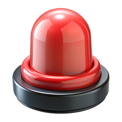 Fototapeta premium 3D icon of a red emergency siren light with transparent dome and glowing effect — alert symbol isolated on a white background