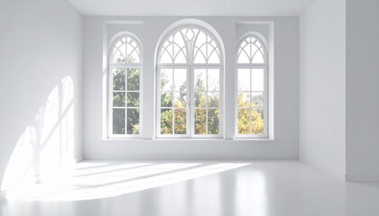 Bright White Interior With Large Windows