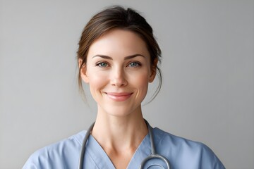 Portrait of a Healthcare Professional with Emphasis on Medical Attire and Clinical Ambiance