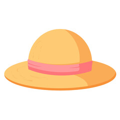 Cartoon Yellow Sun Hat with Pink Ribbon