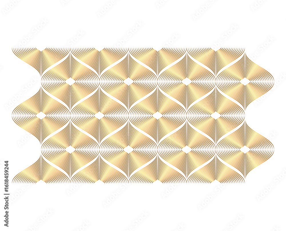 Poster gold color. linear background. design elements. polygonal lines. guilloche. protective layer for ban