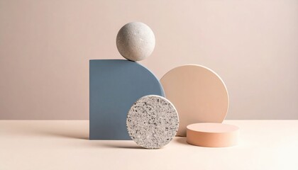Geometric Abstract Composition Of Shapes In Pastel Colors